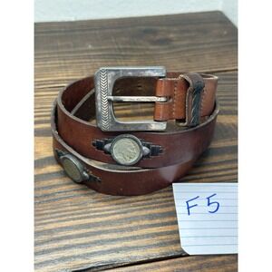 Vintage Cole Haan Buffalo Nickel Genuine Leather Belt Men's Brown Buckle